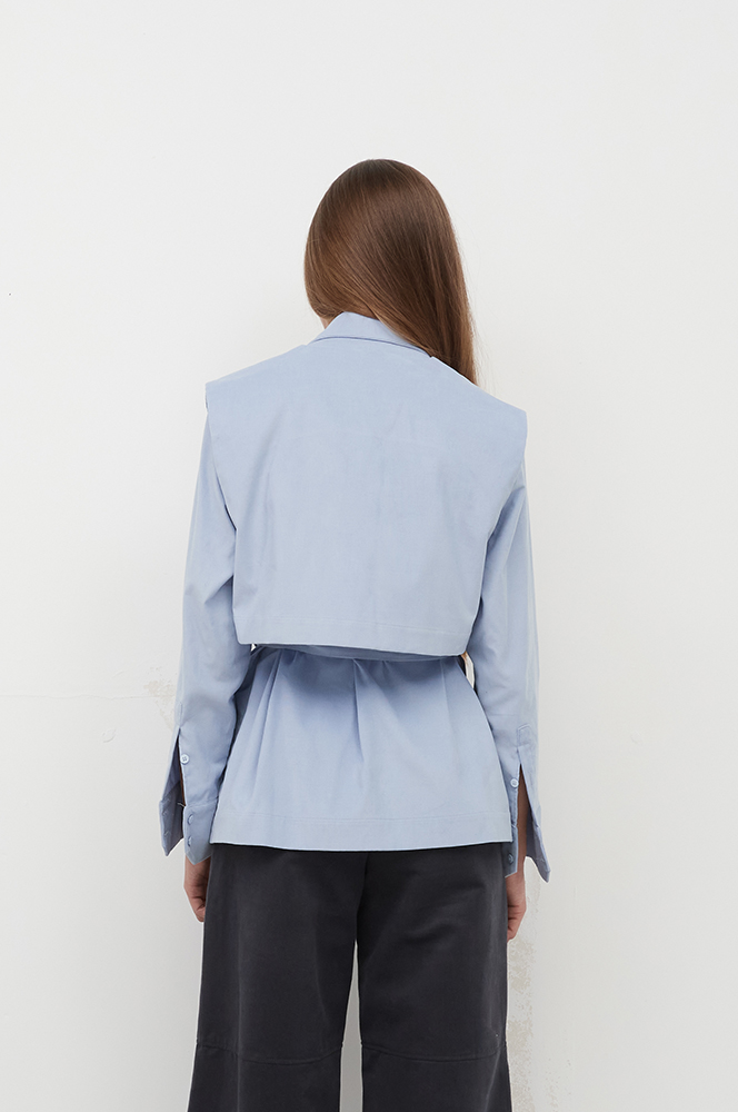 Сорочка з камізелькою вельвет блакить (Р 141/3)